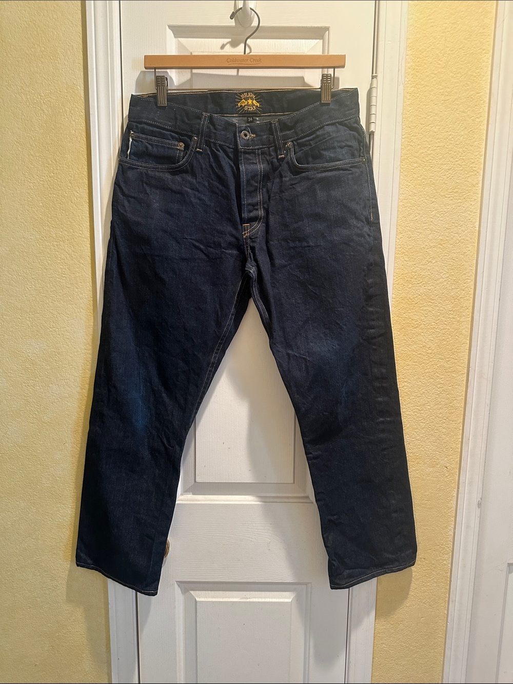Men’s Authentic Brave Star Selvage Cone Mills 14 oz Slim Fit Straight-Leg Jeans